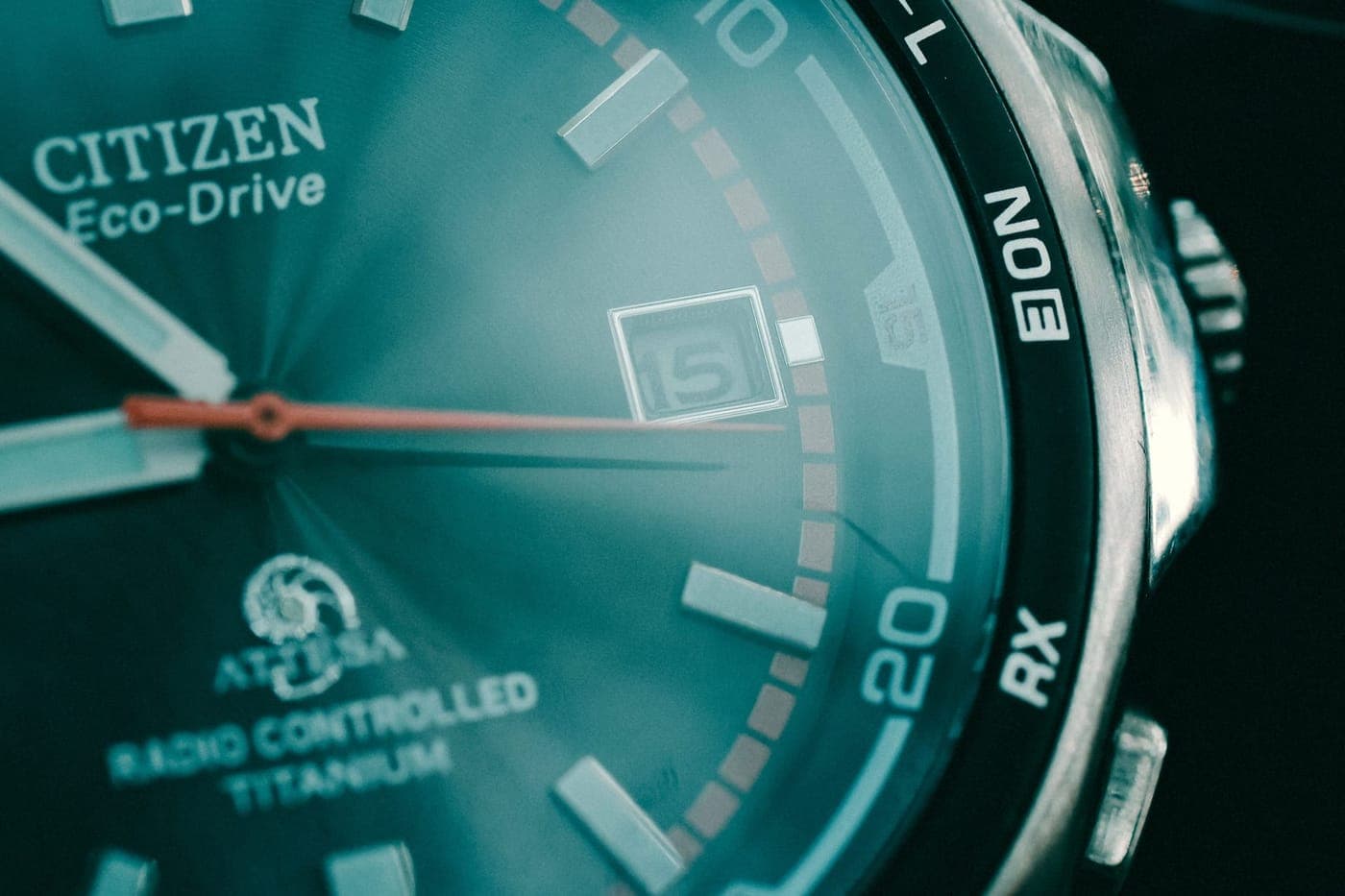 Close-up of an automatic watch dial